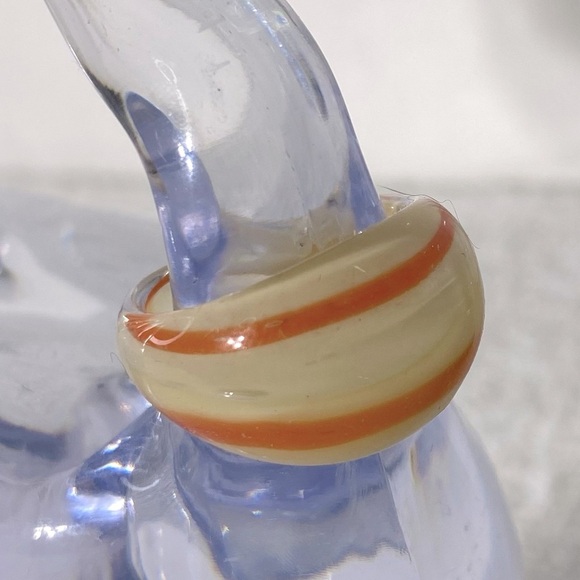 Vintage Art Glass Handmade Cream Orange Band Ring - Picture 6 of 11